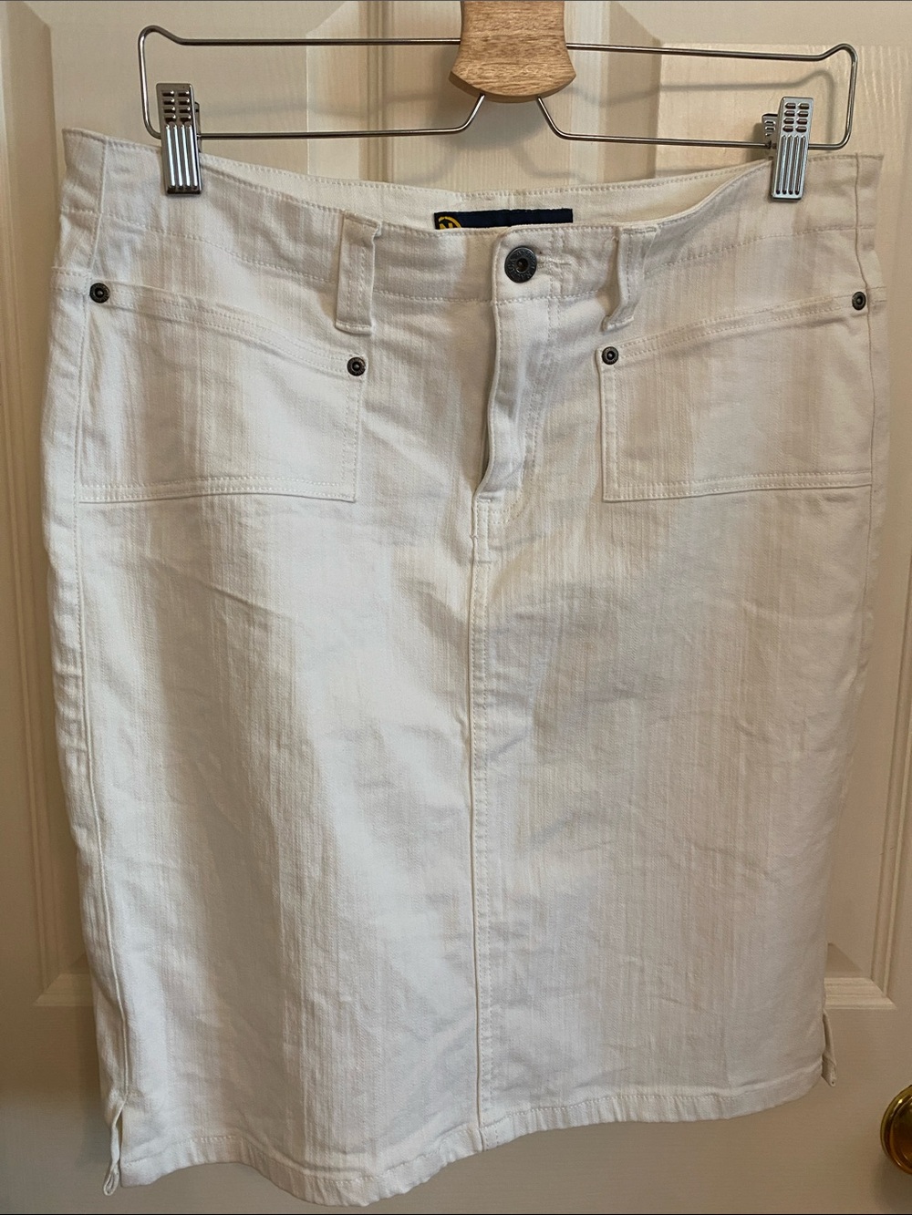 Nautica White Stretch Cotton Pencil Skirt White Denim Size 10